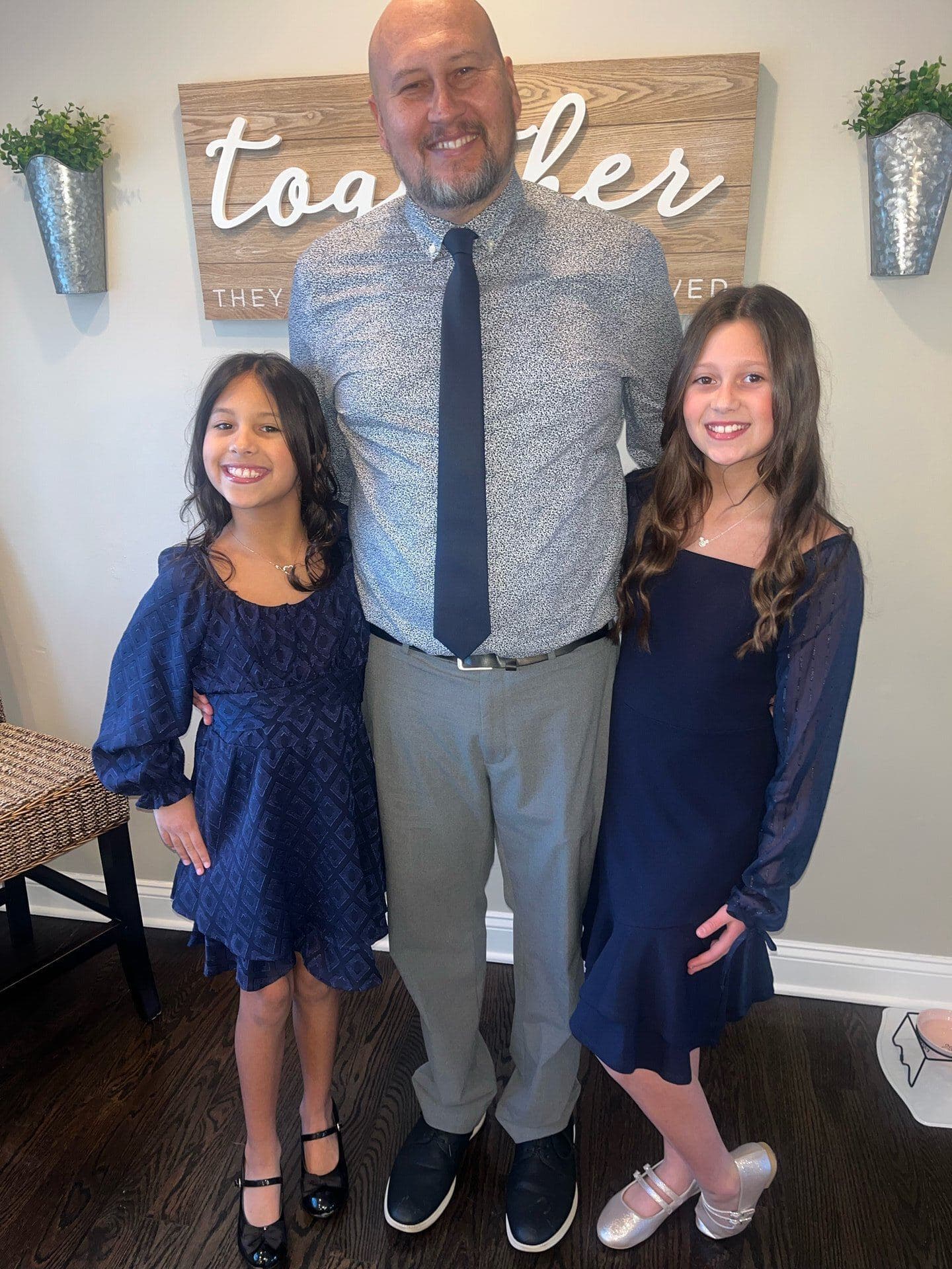 Jesse, owner of JL Tile & Stone, with his kids — family-owned tile installation business in New Jersey