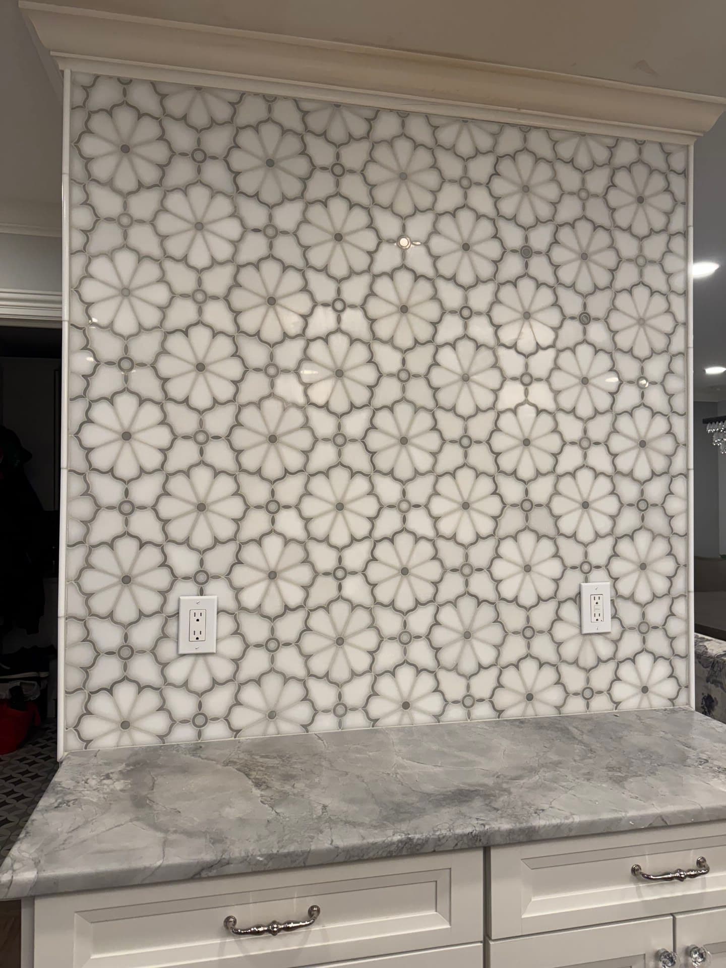 Floral Mosaic Backsplash — Backsplash tile project in Manasquan, NJ by JL Tile & Stone